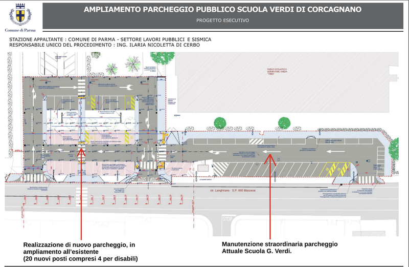 Ampliamento parcheggio pubblico della scuola Verdi di Corcagnano