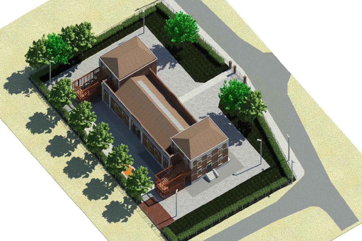 Render della scuola dall'alto