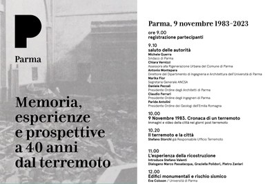 Parma, 9 novembre 1983-2023. Memoria, esperienze e prospettive a 40 anni dal terremoto